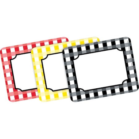 Barker Creek Buffalo Plaid Name Tags/Self-Adhesive Labels, Multi-Design Set, 45/Pack 1540